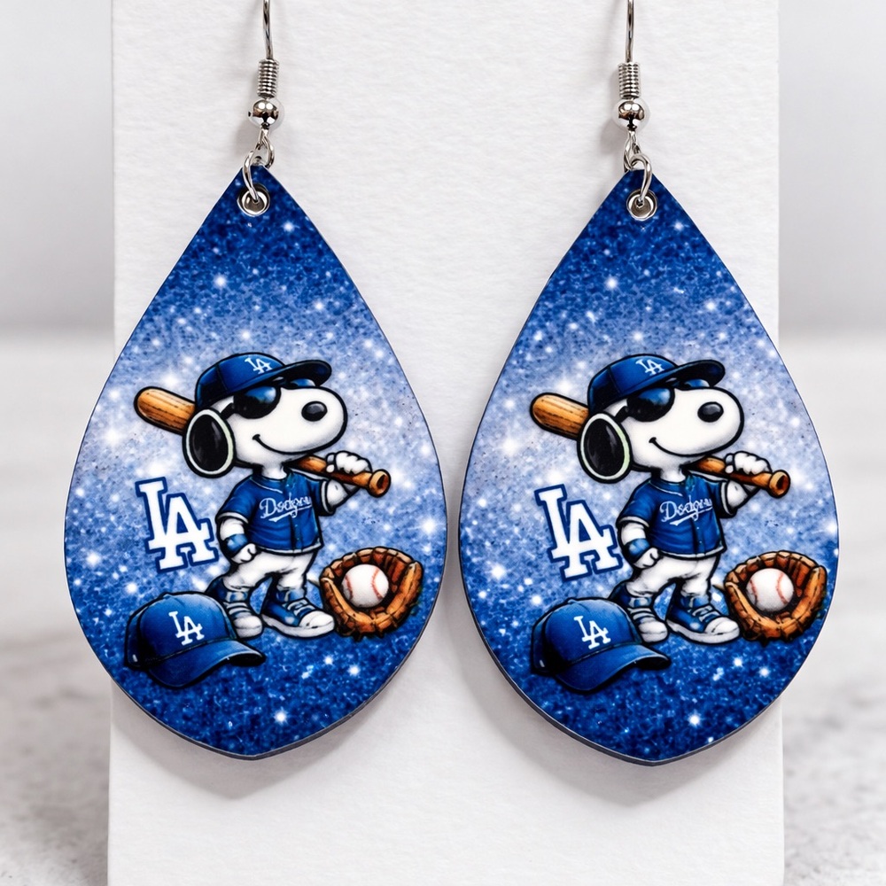 💙 LA Baseball Snoopy Handmade Earrings ⚾🐶